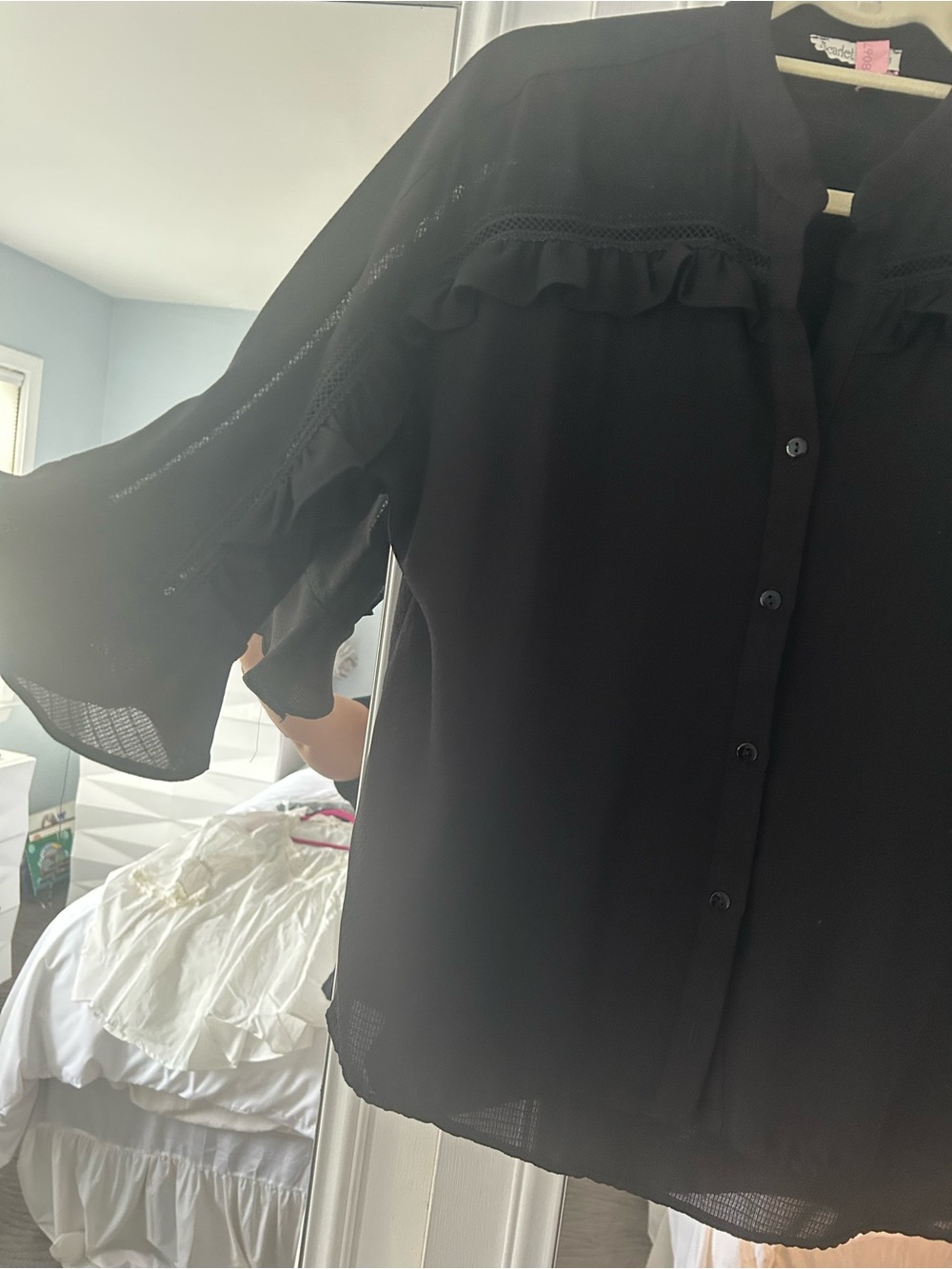 Black Ruffled Blouse - Picture 3 of 5